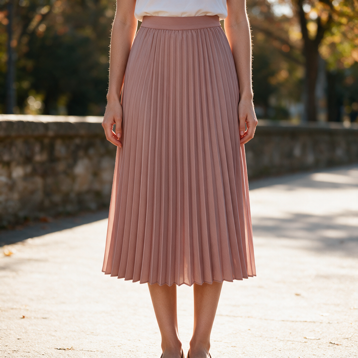 Flowing High Waist Pleated Midi Skirt for Women