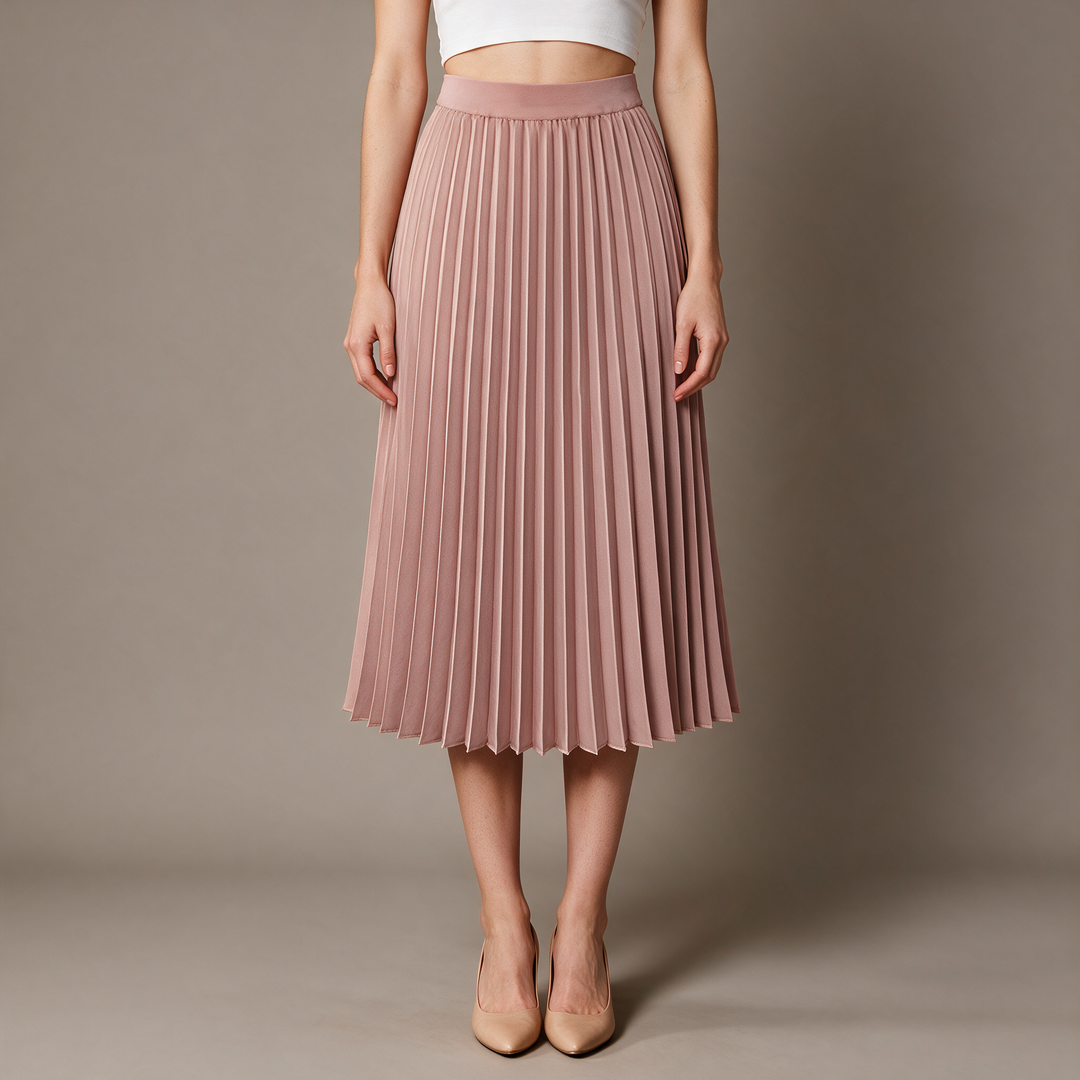 Flowing High Waist Pleated Midi Skirt