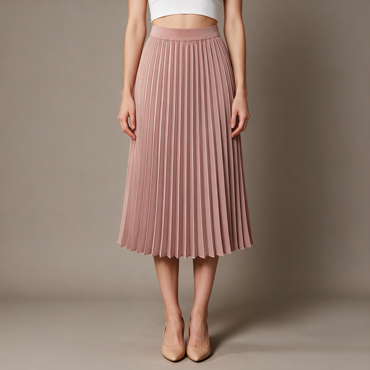 Flowing High Waist Pleated Midi Skirt