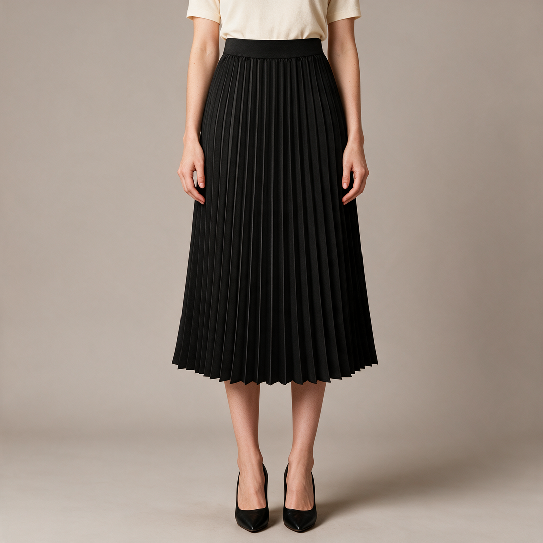 Flowing High Waist Pleated Midi Skirt