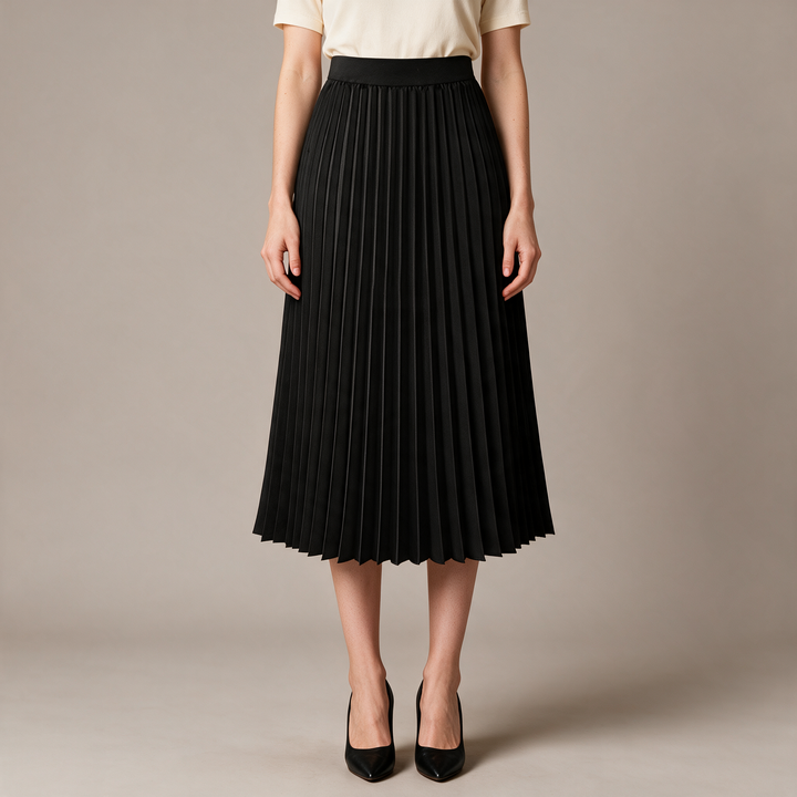 Flowing High Waist Pleated Midi Skirt