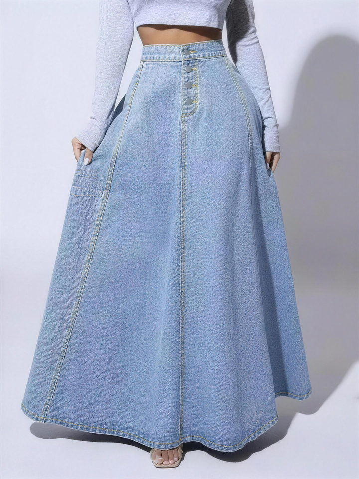 Cinched Denim A Line Skirt for Women