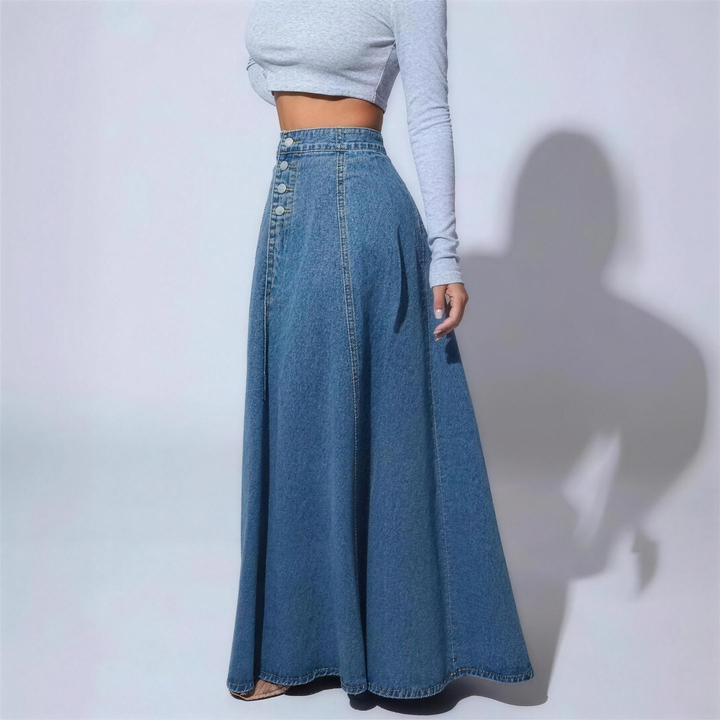 Cinched Denim A Line Skirt for Women