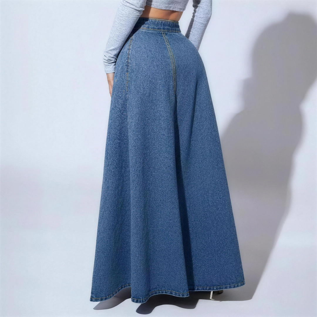 Cinched Denim A Line Skirt for Women