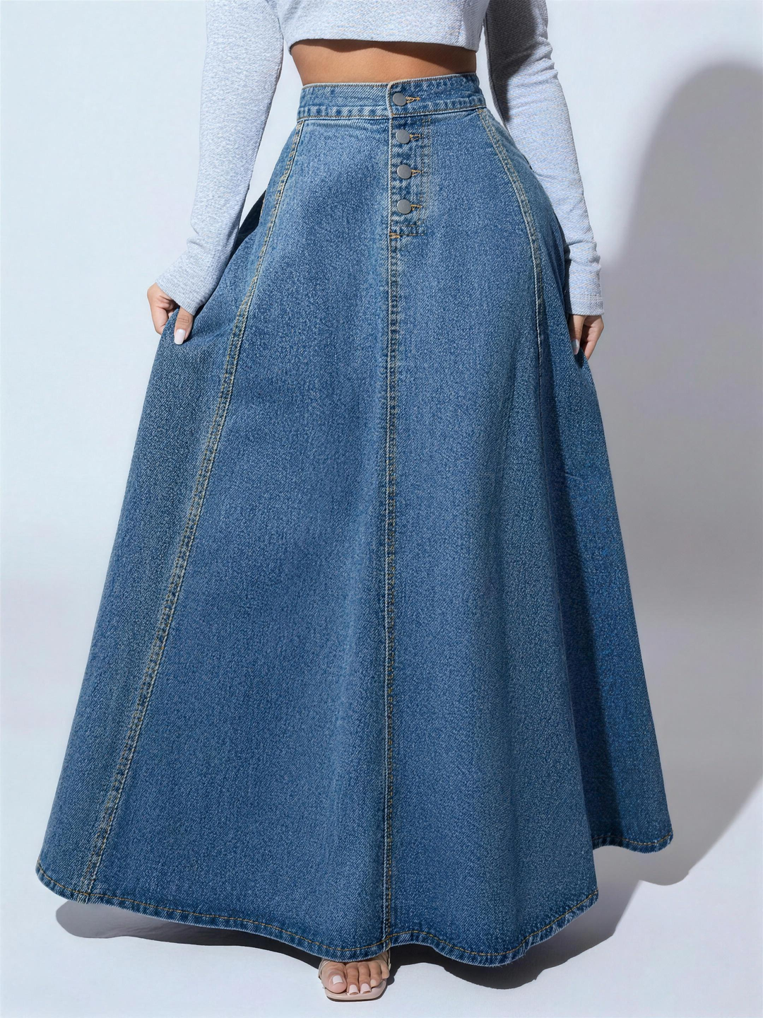 Cinched Denim A Line Skirt for Women