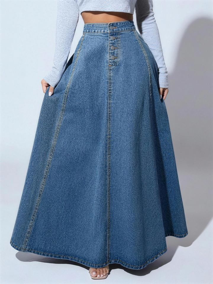 Cinched Denim A Line Skirt for Women