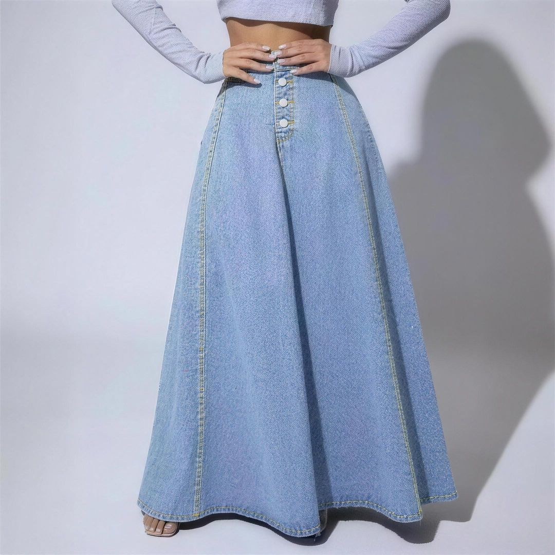 Cinched Denim A Line Skirt for Women