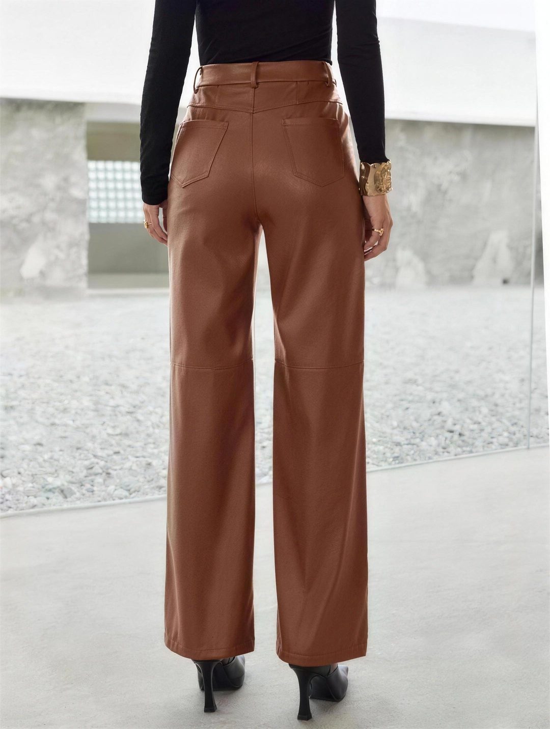 Silky Faux Leather Pants