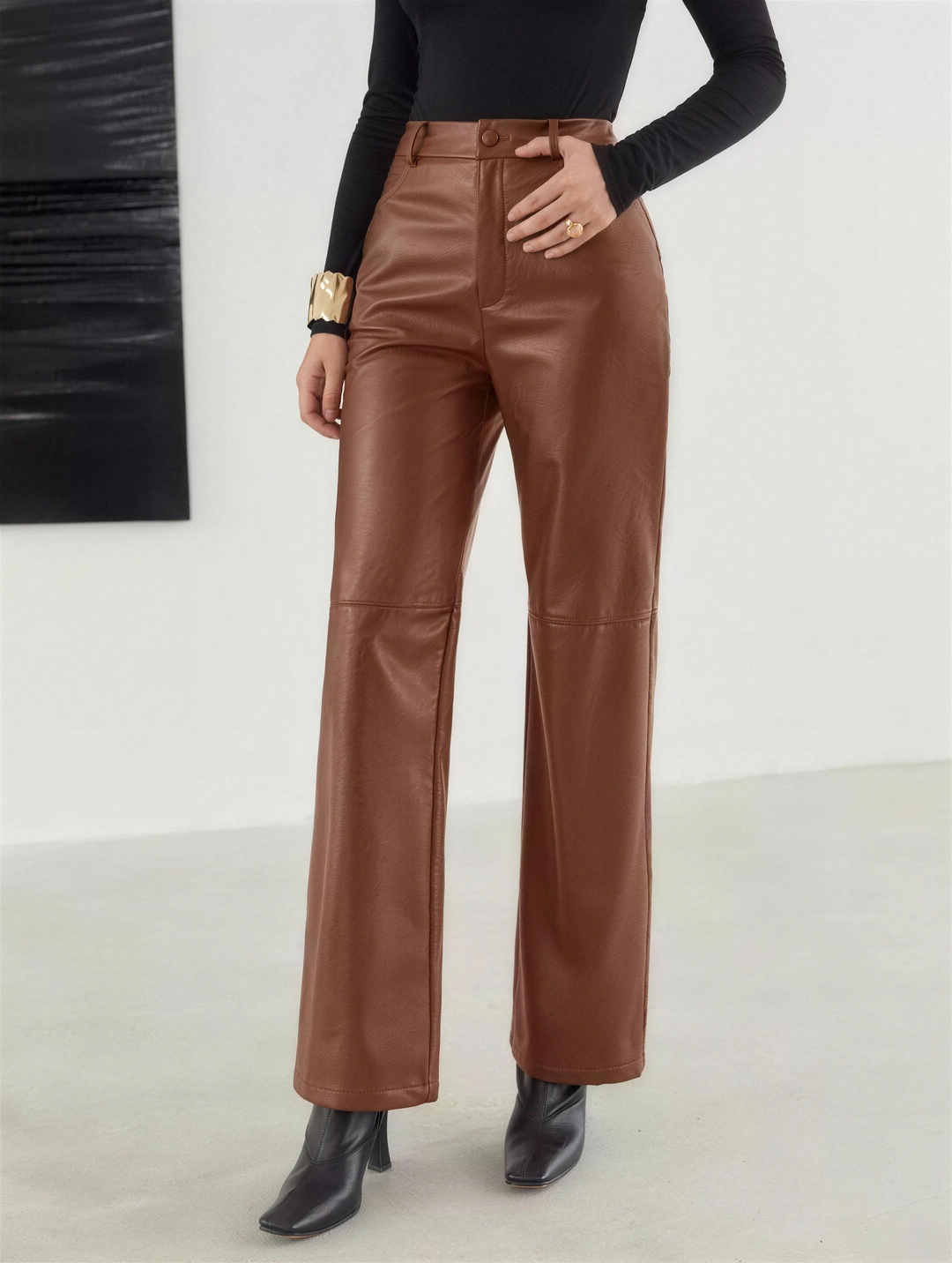 Silky Faux Leather Pants