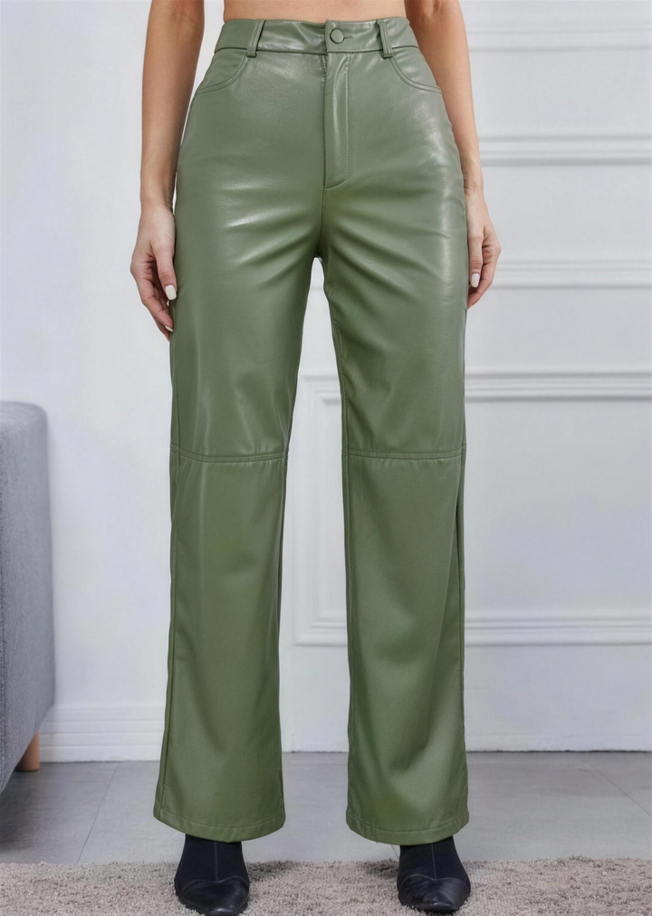 Silky Faux Leather Pants
