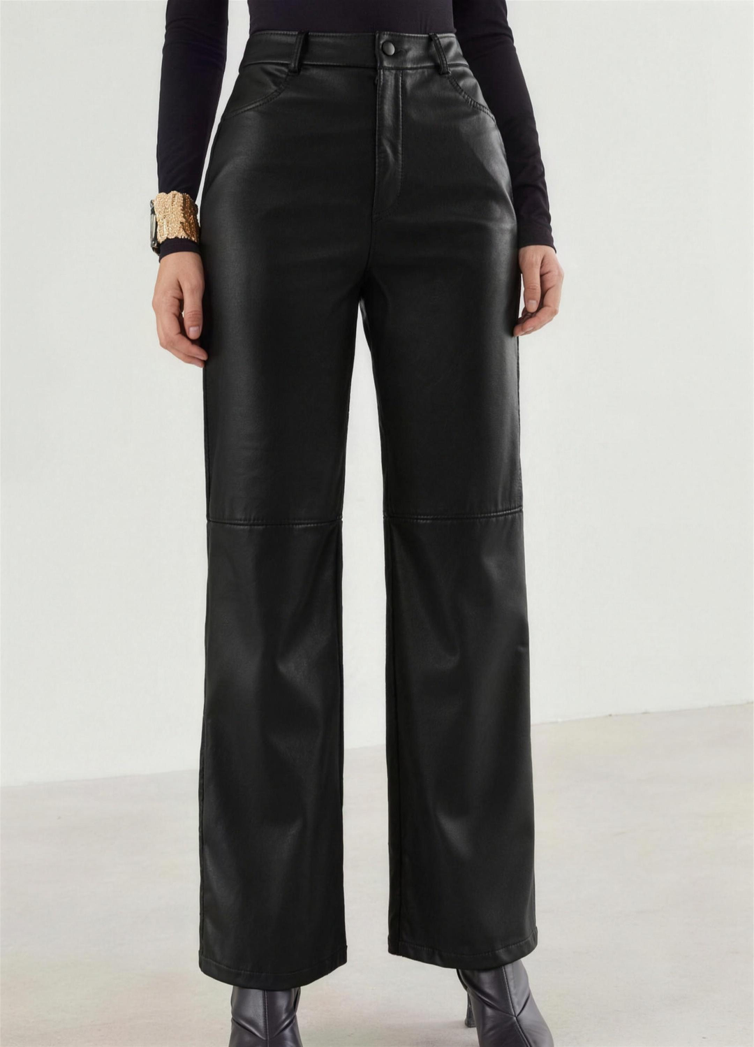 Silky Faux Leather Pants