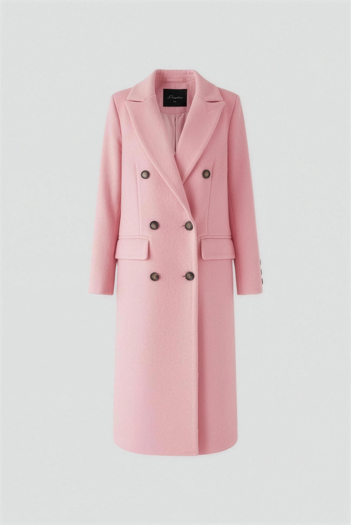 Domitille | Mantled Double Breasted Longline Winter Coat for Women