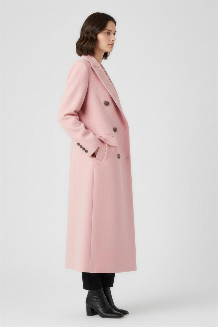 Domitille | Mantled Double Breasted Longline Winter Coat for Women
