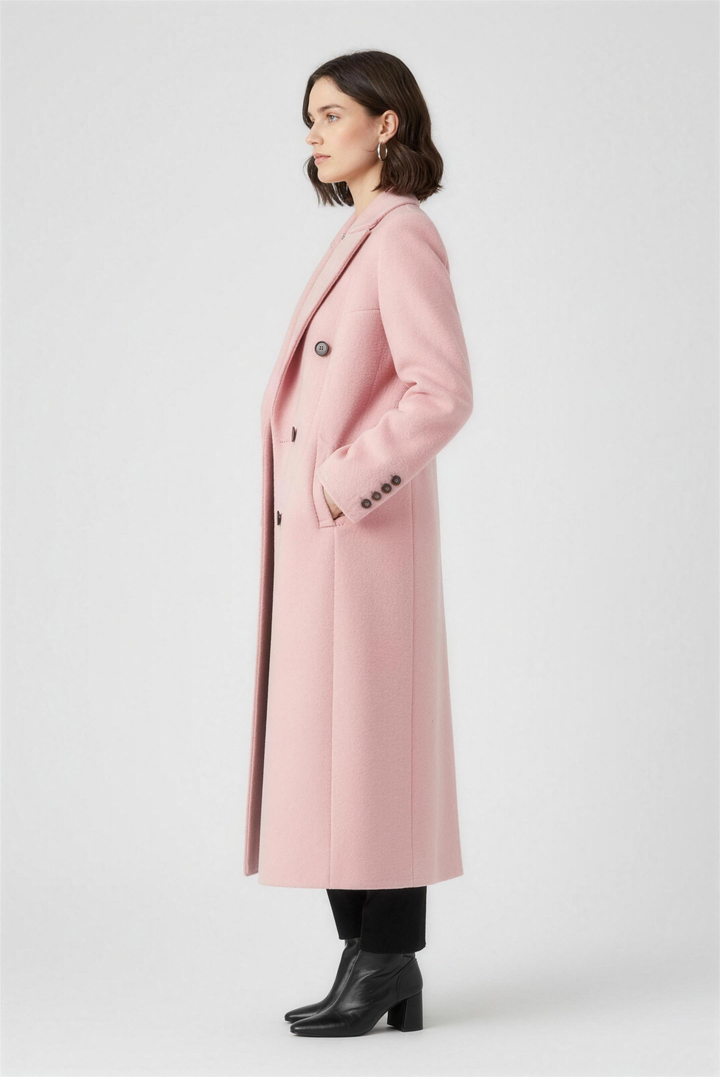 Domitille | Mantled Double Breasted Longline Winter Coat for Women