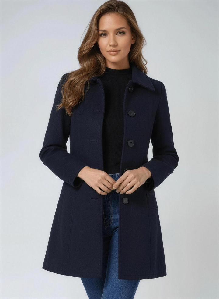 Leontine | Marled Button Front Wool Pea Coat for Women