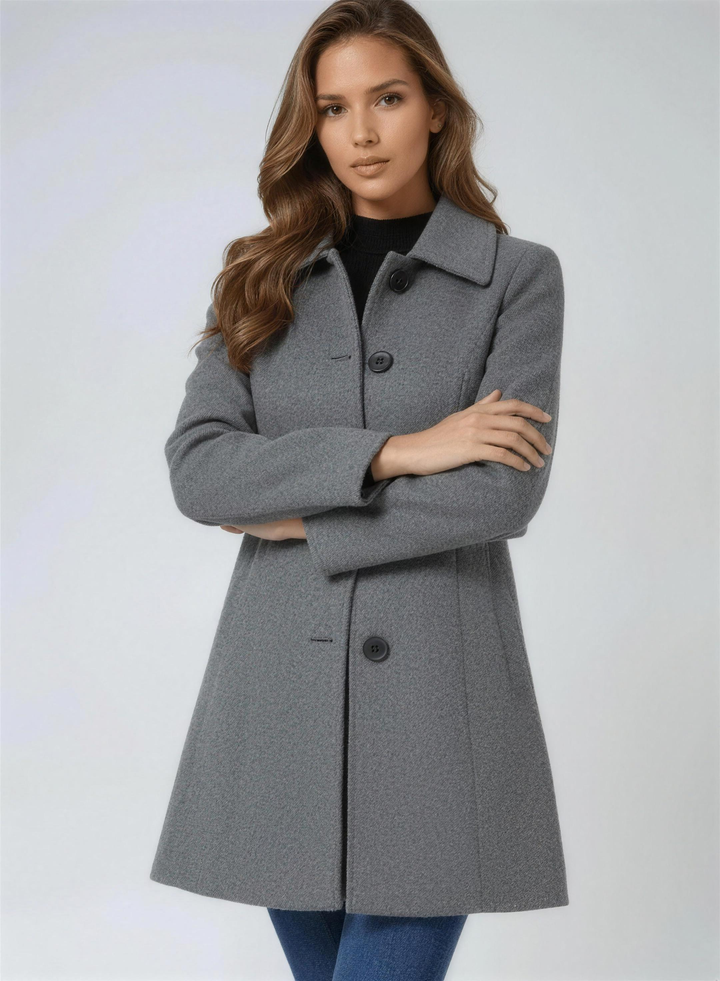 Leontine | Marled Button Front Wool Pea Coat for Women