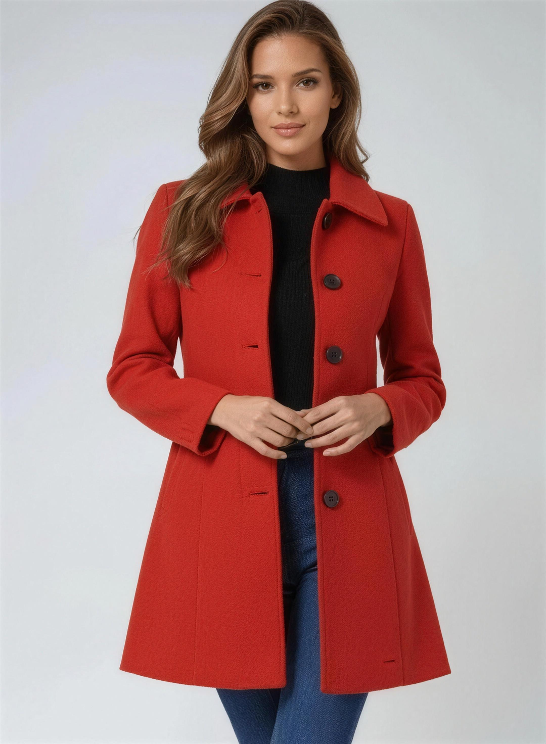 Leontine | Marled Button Front Wool Pea Coat for Women
