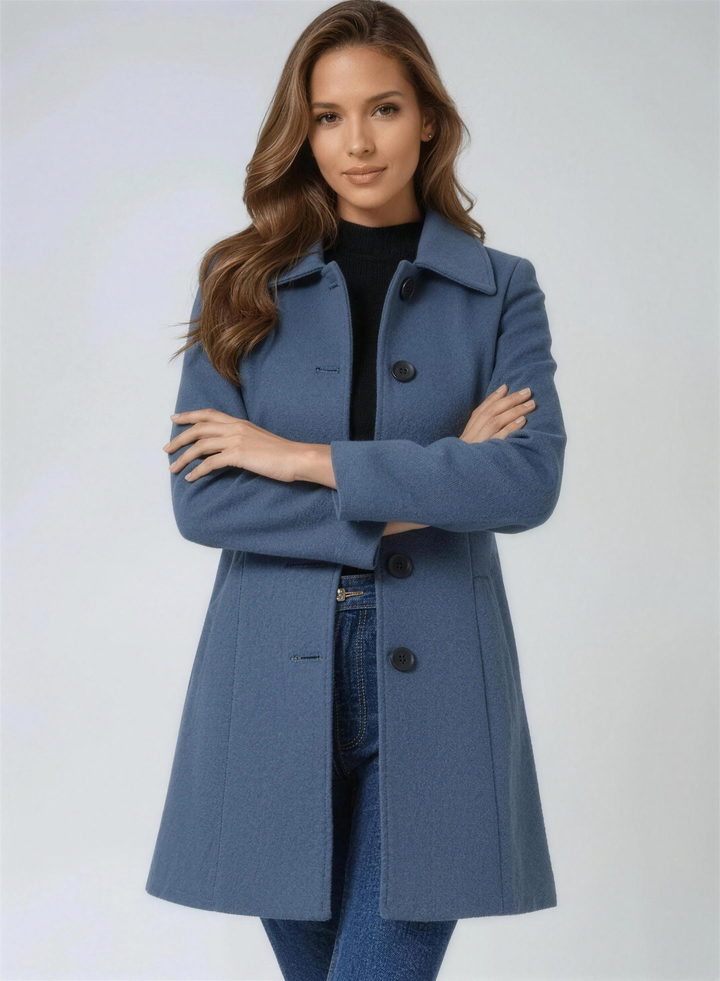 Leontine | Marled Button Front Wool Pea Coat for Women