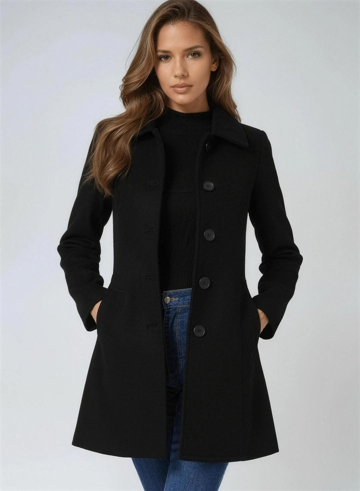 Leontine | Marled Button Front Wool Pea Coat for Women