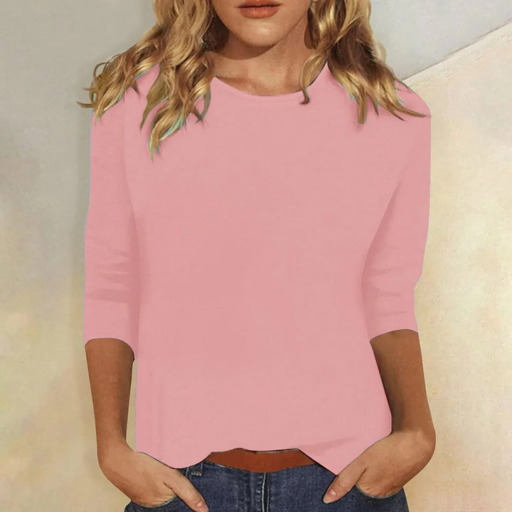 Florine | Rounded Crew Neck Three Quarter Sleeve Top for Women