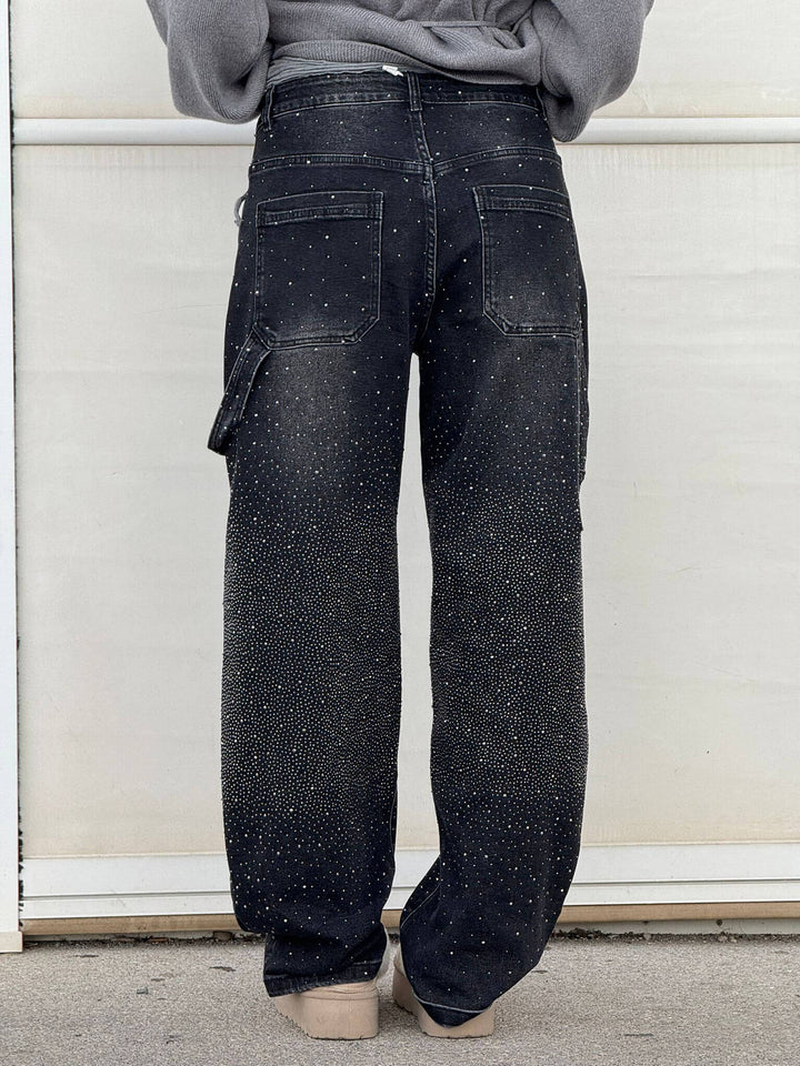 Perrine | Glinting Wide Leg Cargo Jeans for Women