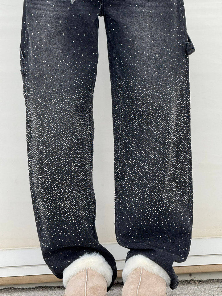 Perrine | Glinting Wide Leg Cargo Jeans for Women