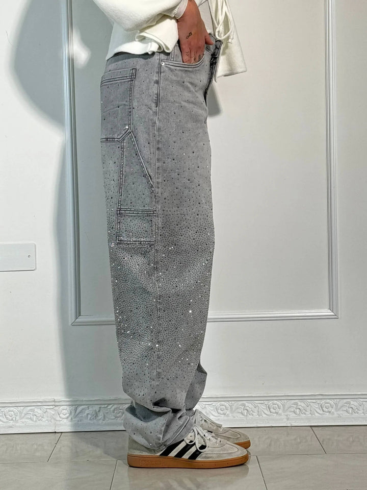 Perrine | Glinting Wide Leg Cargo Jeans for Women