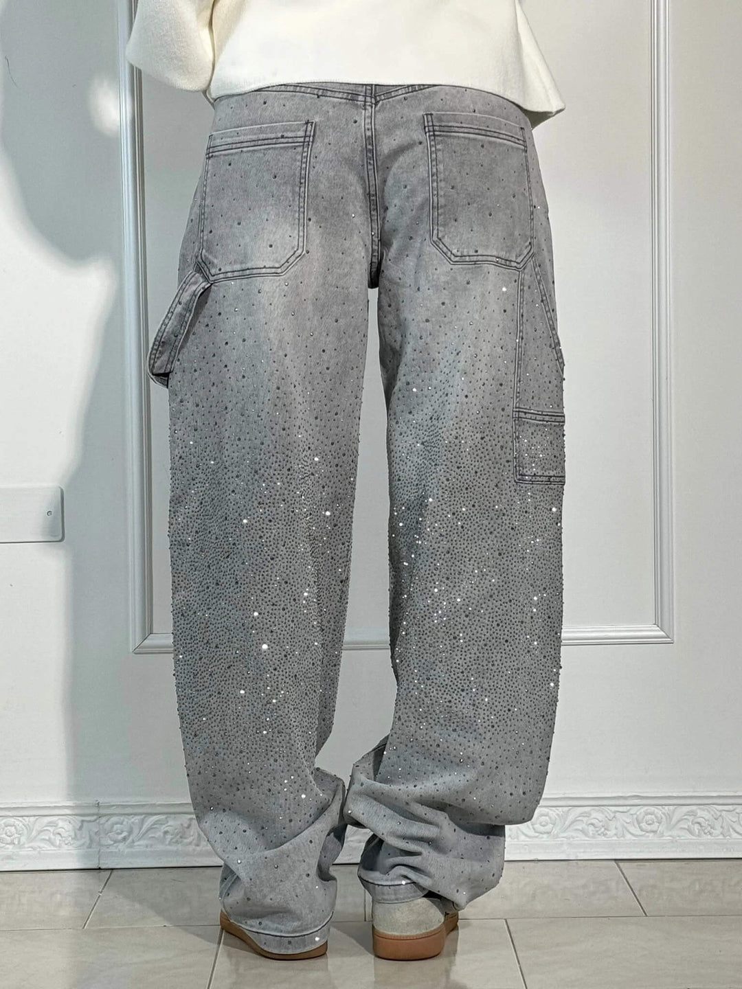 Perrine | Glinting Wide Leg Cargo Jeans for Women