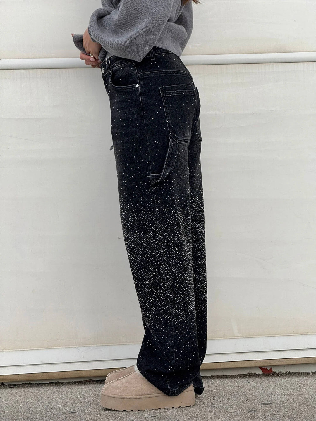 Perrine | Glinting Wide Leg Cargo Jeans for Women