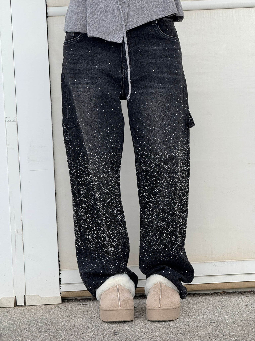 Perrine | Glinting Wide Leg Cargo Jeans for Women