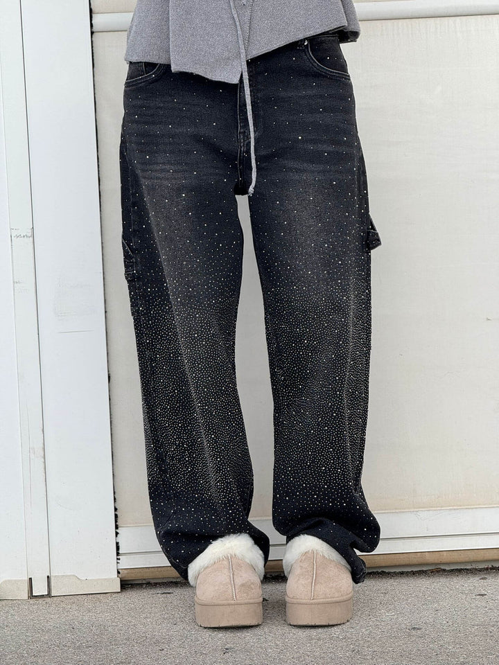 Perrine | Glinting Wide Leg Cargo Jeans for Women