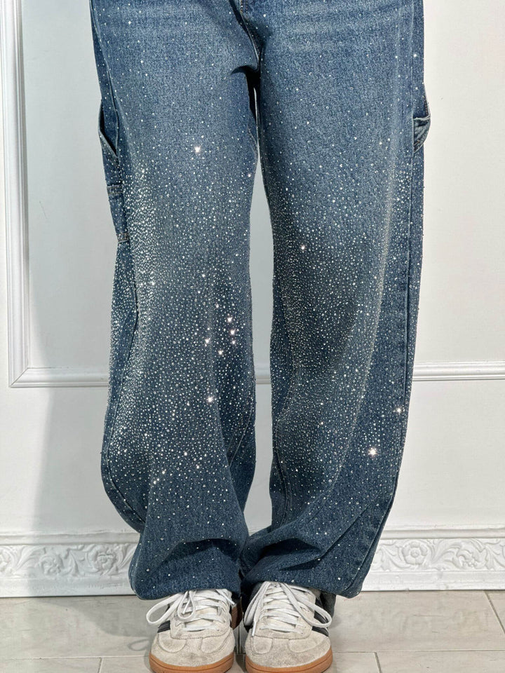 Perrine | Glinting Wide Leg Cargo Jeans for Women