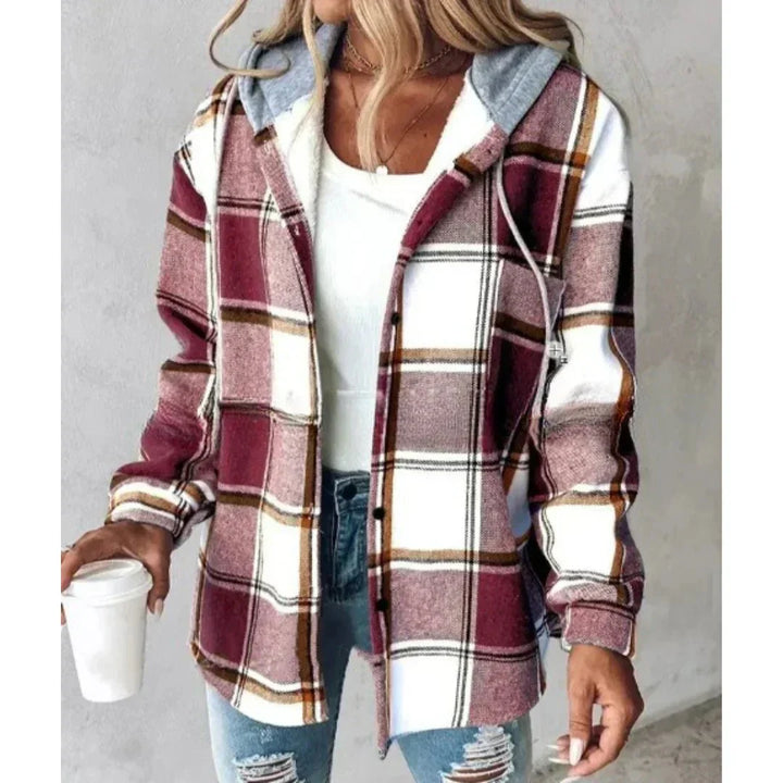 Zoe | Blanketed Checked Hooded Jacket Hoodie for Women