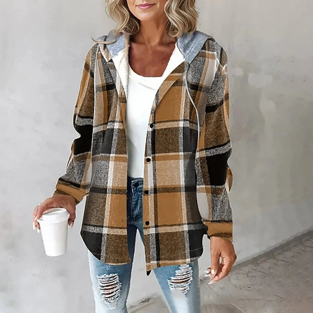 Zoe | Blanketed Checked Hooded Jacket Hoodie for Women