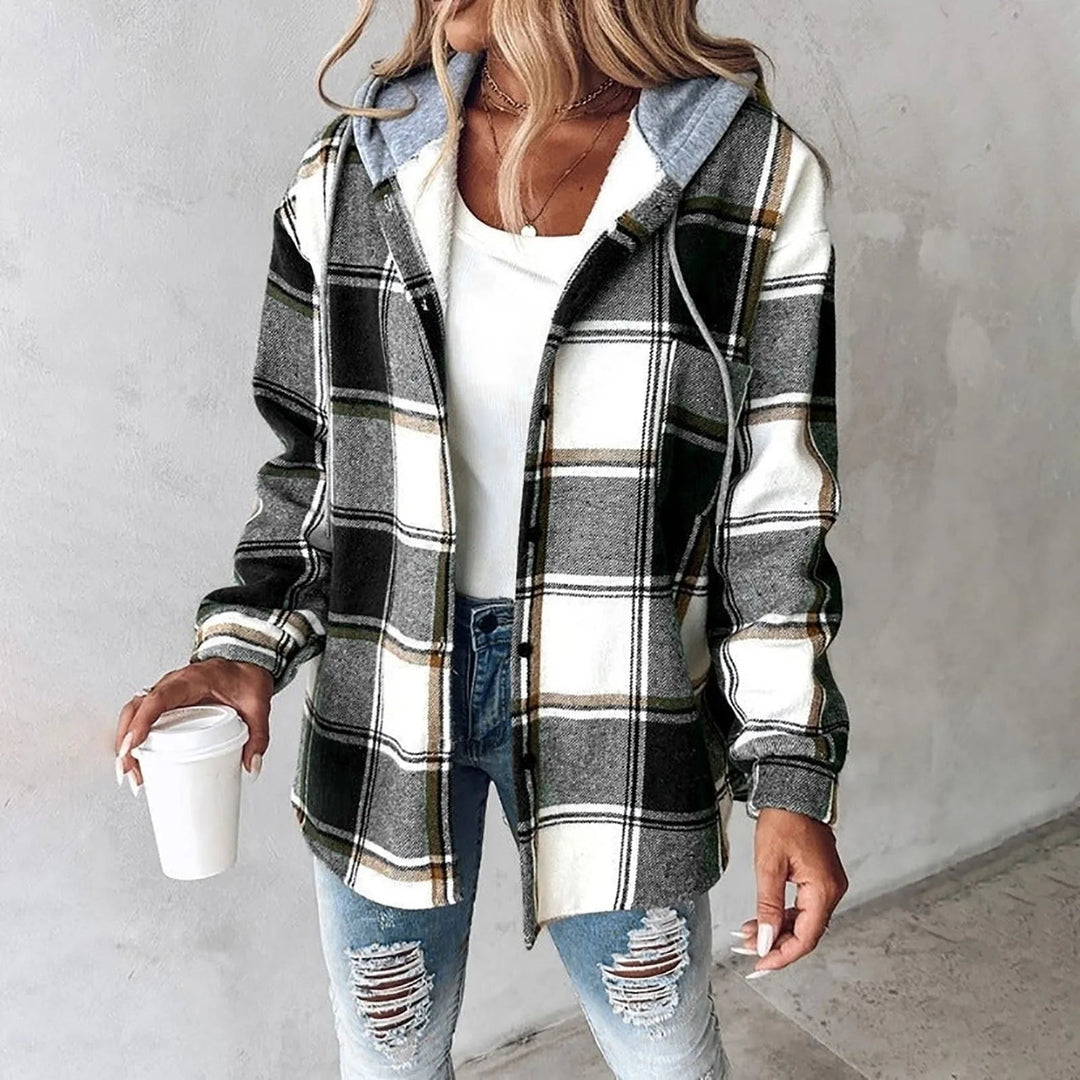 Zoe | Blanketed Checked Hooded Jacket Hoodie for Women