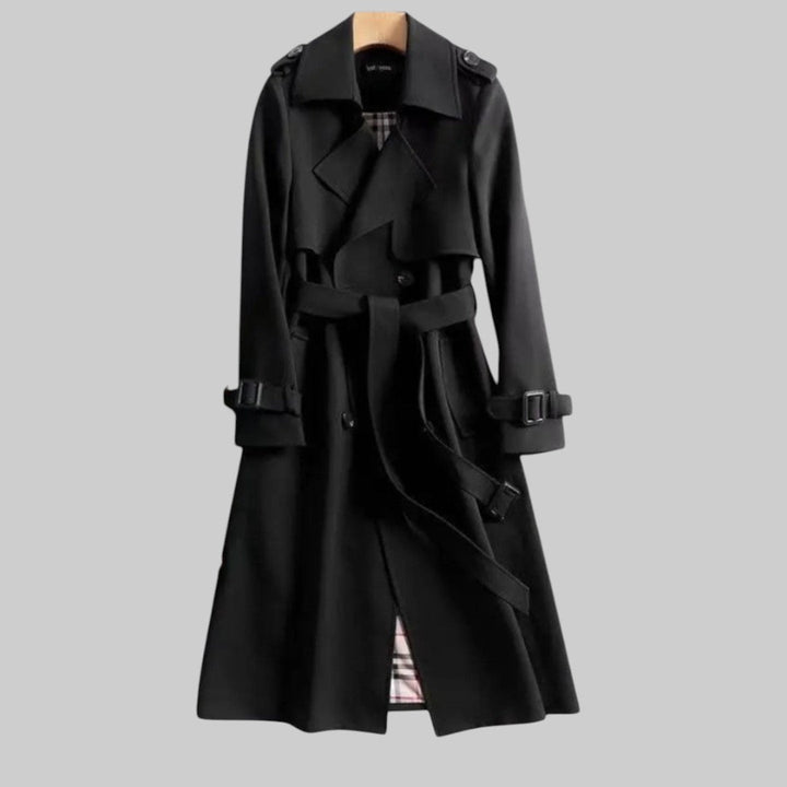 Women's Black Belted Trench Coat