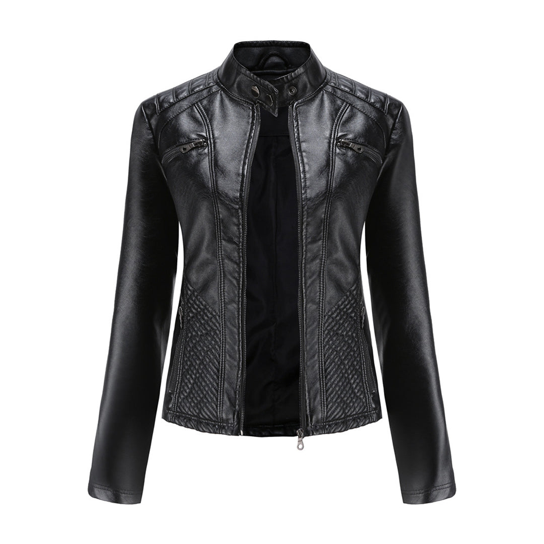 Katherine | Modern Black Quilted Faux Leather Jacket