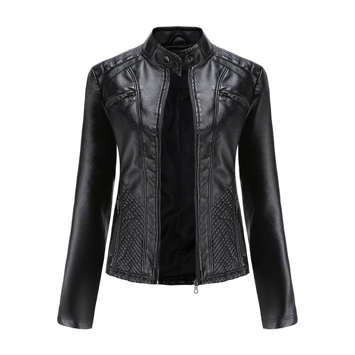 Katherine | Modern Black Quilted Faux Leather Jacket