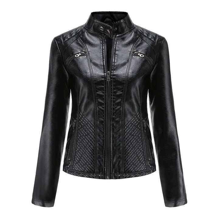 Katherine | Modern Black Quilted Faux Leather Jacket