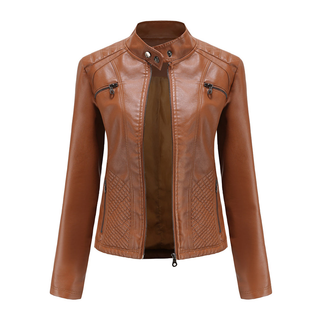 Katherine | Modern Black Quilted Faux Leather Jacket