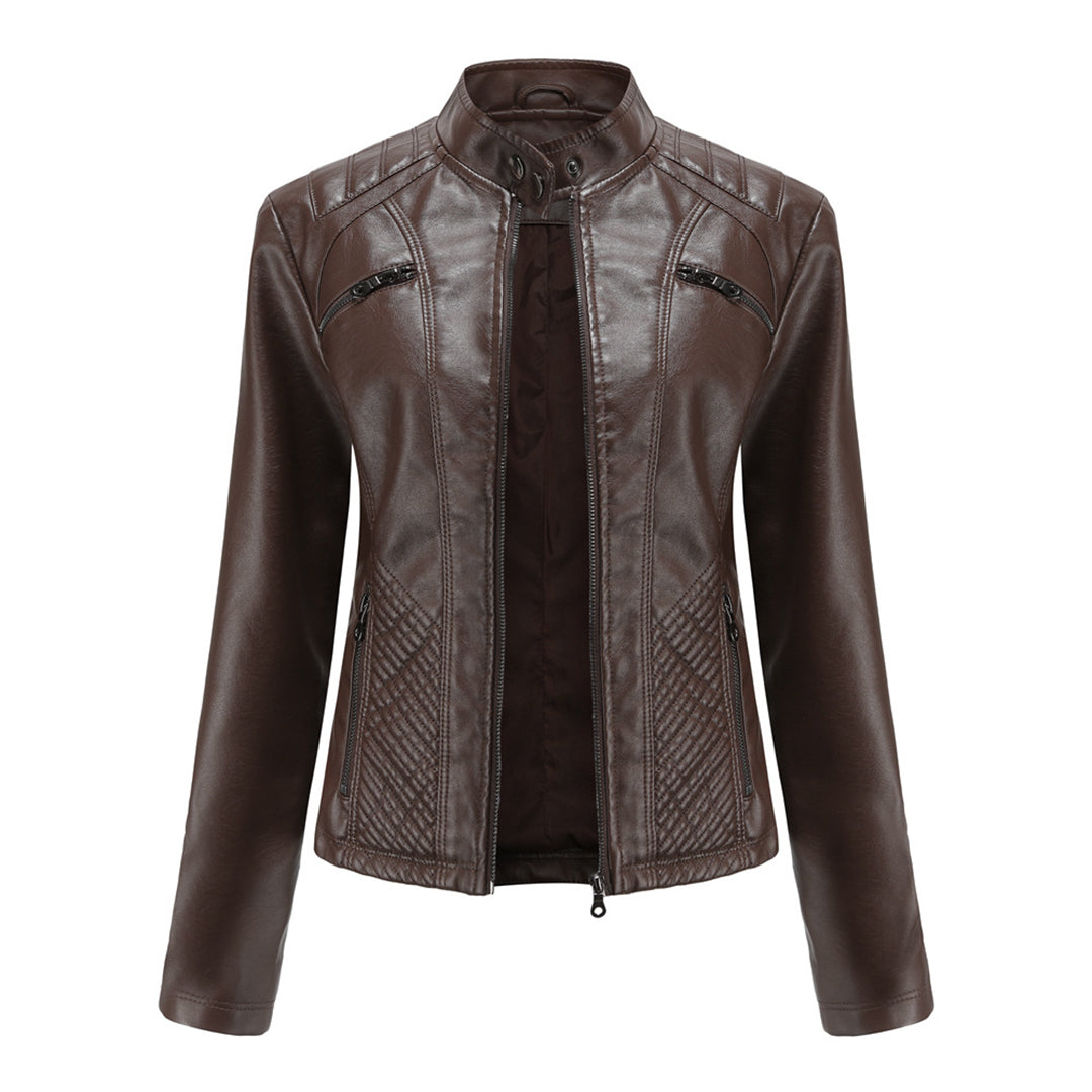 Katherine | Modern Black Quilted Faux Leather Jacket