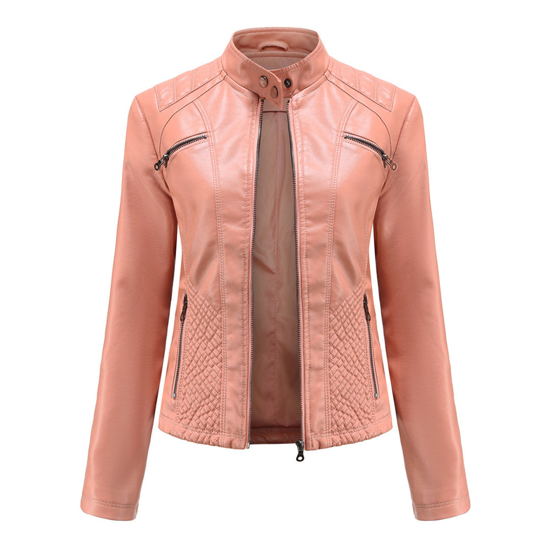 Katherine | Modern Black Quilted Faux Leather Jacket