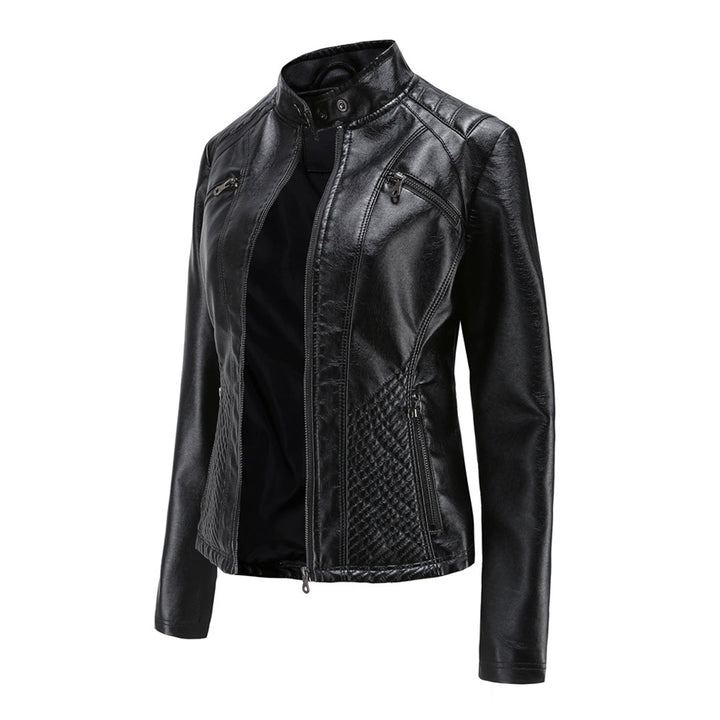 Katherine | Modern Black Quilted Faux Leather Jacket