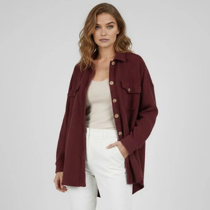Gwendolyn | Waffled Relaxed Knit Overshirt for Women