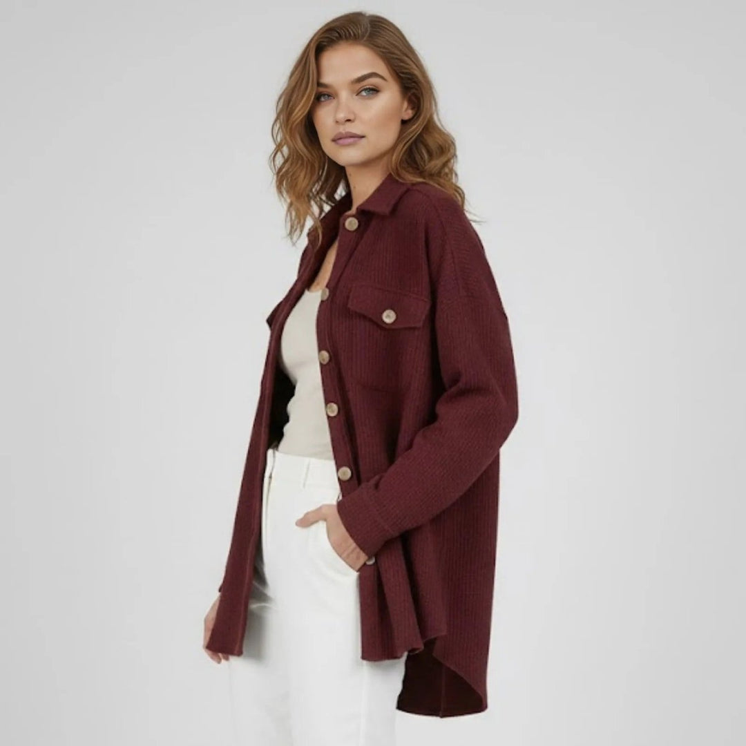 Gwendolyn | Waffled Relaxed Knit Overshirt for Women