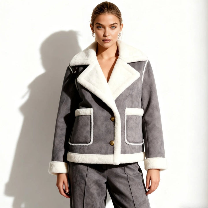 Edmee | Stalwart Faux Shearling Aviator Jacket for Women