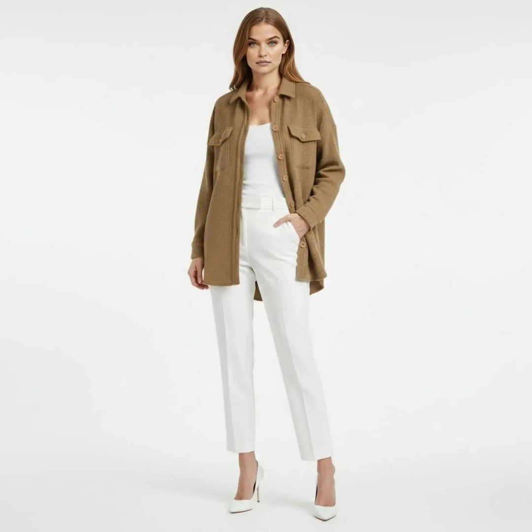 Gwendolyn | Waffled Relaxed Knit Overshirt for Women