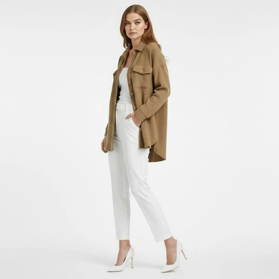 Gwendolyn | Waffled Relaxed Knit Overshirt for Women