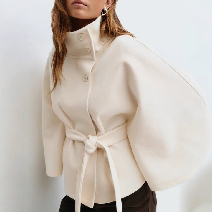 Solange | Furled Belted Wool Cape Coat for Women
