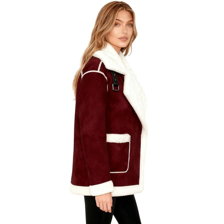 Edmee | Stalwart Faux Shearling Aviator Jacket for Women